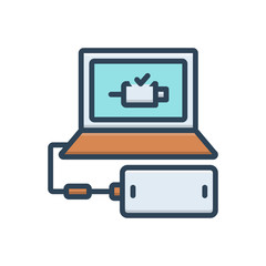 Color illustration icon for connect add