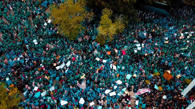 Aerial View of demonstration crowd who rejected the policies of the government