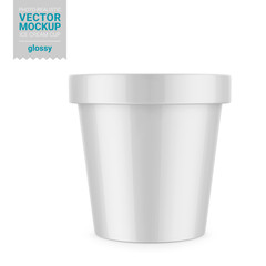 White glossy plastic container vector mockup.