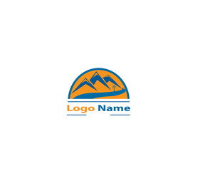 Road and mountain vector logo