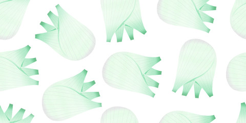 Obraz premium Hand drawn color fennel seamless pattern. Organic fresh vegetable illustration isolated on white background. Retro vegetable botanical background.