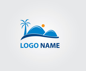 Road and mountain vector logo