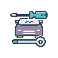 Color illustration icon for auto repair 