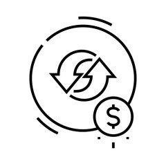 Money transfer line icon, concept sign, outline vector illustration, linear symbol.