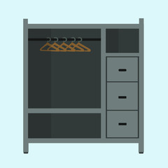 Vector of empty wardrobe, regular wardrobe clothes, used for interior setup