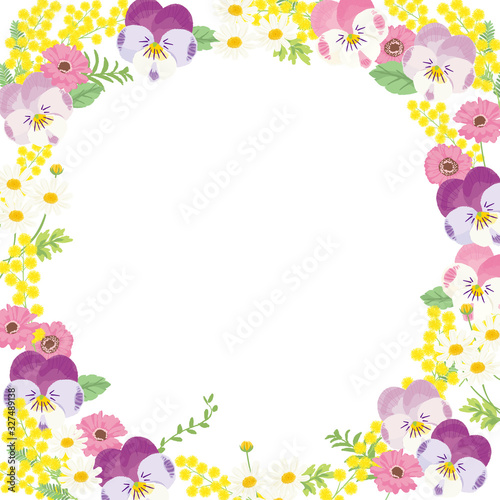 春の草花フレーム 春イメージ 背景イラスト Wall Mural Perori 春の草花フレーム 春イメージ 背景イラスト Wall Mural Perori