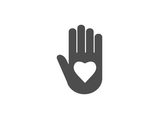 Charity, hand, volunteer icon. Vector illustration, flat design.