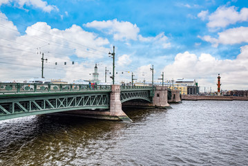 Fototapeta na wymiar Drawbridge Palace Bridge in day time. Saint Petersburg. Russia.
