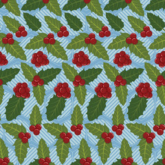 Holly Berries Seamless Pattern
