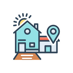 Color illustration icon for birthplace 