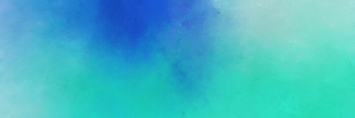 abstract painting background graphic with medium turquoise, strong blue and sky blue colors and space for text or image. can be used as horizontal background graphic