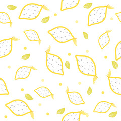 Lemon seamless pattern on white background.
