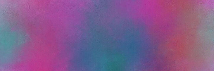 abstract painting background graphic with antique fuchsia, teal blue and light slate gray colors and space for text or image. can be used as horizontal header or banner orientation