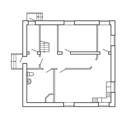 Interior house. Top view plans. Blueprint suburban house. Architecture plan isolated on background. Planning design. Drawing architectural project. Standard unfurnished house. Small apartment