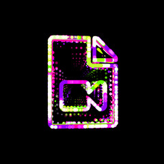 Symbol file video from multi-colored circles and stripes. UFO Green, Purple, Pink