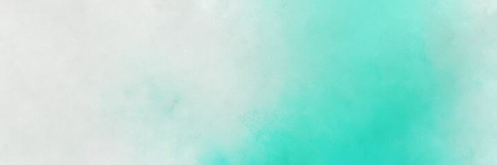 abstract painting background graphic with light gray, medium turquoise and aqua marine colors and space for text or image. can be used as horizontal background graphic