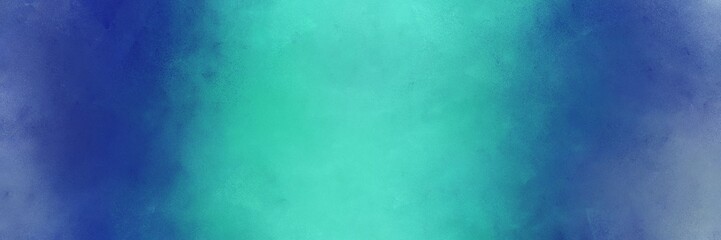 Fototapeta na wymiar teal blue, medium turquoise and light sea green colored vintage abstract painted background with space for text or image. can be used as horizontal background graphic
