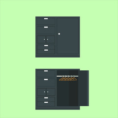 Regular wardrobe of clothes, used for interior setup