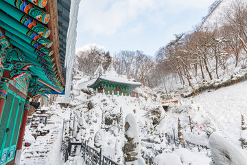 Snow Landscape of Mysan Top Temple in Jinan-gun, Jeollabuk-do