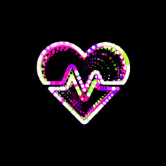 Symbol heartbeat from multi-colored circles and stripes. UFO Green, Purple, Pink
