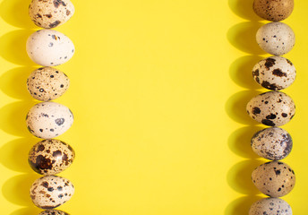  Bright yellow easter background with eggs. Text spase