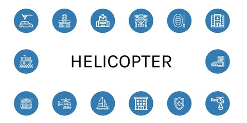 helicopter simple icons set