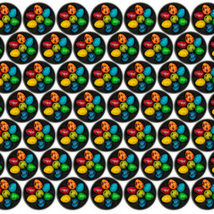Fototapeta na wymiar Colorful easter eggs on black plate isolated on white background.