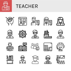 teacher simple icons set