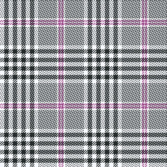 Glen plaid pattern. Classic seamless hounds tootht weed check plaid texture in dark grey, purple, and off white for trousers, coat, skirt, jacket, or other modern spring and summer fashion print.