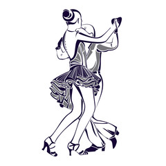  Dancing couple, a girl in a ball gown, a boy in a suit. Latina, tango, argenina.