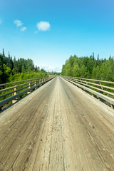 The wooden bridge over the Nass River near Meziadin Junction, British Columbia, Canada