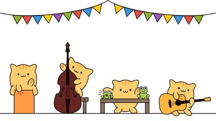 cute cat playing music instrument for animation