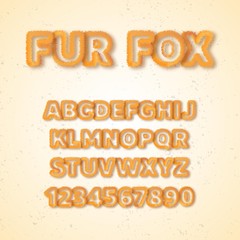 fur fox font alphabet 3d