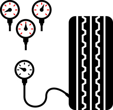 tire pressure gauges and tire black clip art preview