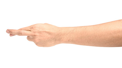 Hand show finger number two isolated on white background with clipping path.