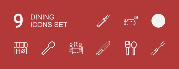 Editable 9 dining icons for web and mobile