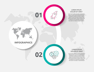 Vector business infographic. Organization graph with 2 circles. Template used for presentation, diagram, number options, web design, workflow layout