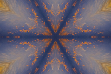 Abstract blue and orange in asterisk shape pattern for background.