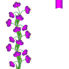 Background with bright abstract flowers. Geometrical bright colors flowers isolated on white background. Element for greetings or print design. Template with copy space.