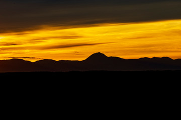 Puy de dome volcano and mountains, Auvergne, France.