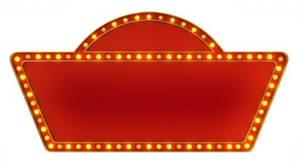 Red sign retro light board on white background. 3d rendering