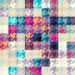 Classic Hounds-tooth pattern in a patchwork collage style.