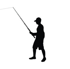 Man with fishing pole silhouette
