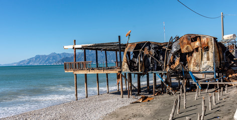 Bathing facility destroyed by fire