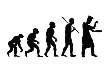 Revolution of human to chef silhouette
