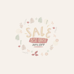 Sale website banner. Sale tag. Sale promotional material vector illustration. Design for ad, social media banner, brochure, email, flyer, leaflet, newsletter, placard, poster, web sticker
