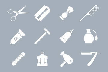 Barbershop Icons set - Vector silhouettes of beauty salon for the site or interface