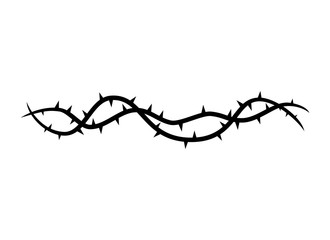 Blackthorn branches with thorns icon isolated on white background. Vector illustration - obrazy, fototapety, plakaty