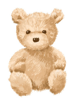 Naklejka Brown Teddy bear on white background - isolated