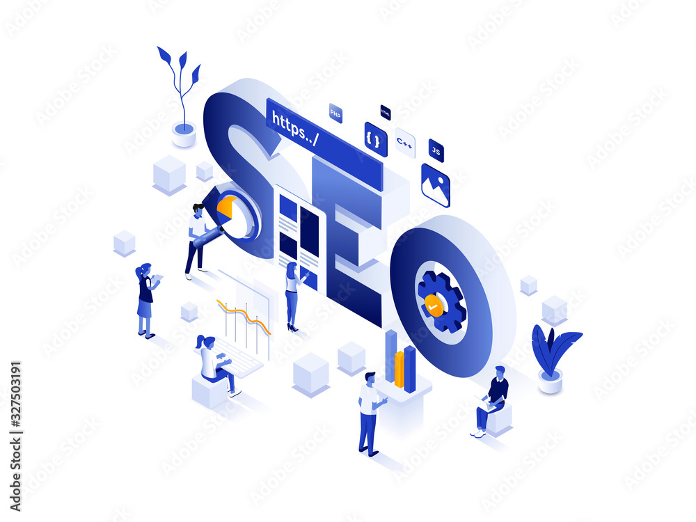 Wall mural modern isometric illustration design - seo